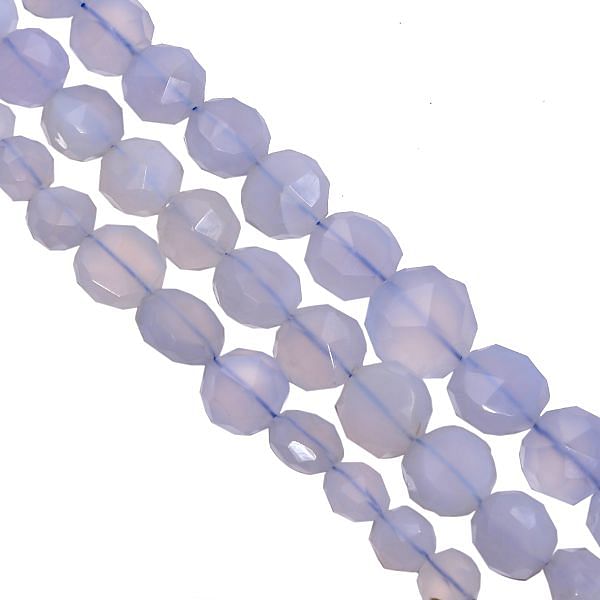 Chalcedony Faceted Stone Beads Coin Shape In 6x13 mm