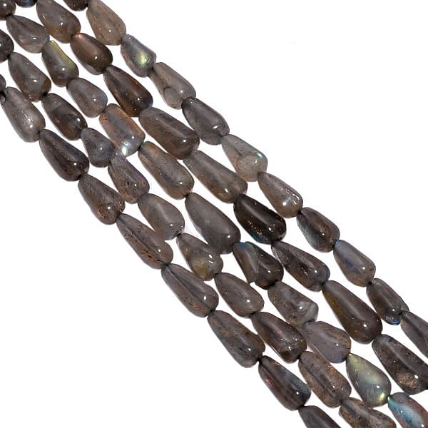 Labradorite 8x5-10x5mm Smooth Straight Drilled Drop Beads Strand, Labradorite Plain Straight Drilled Beads
