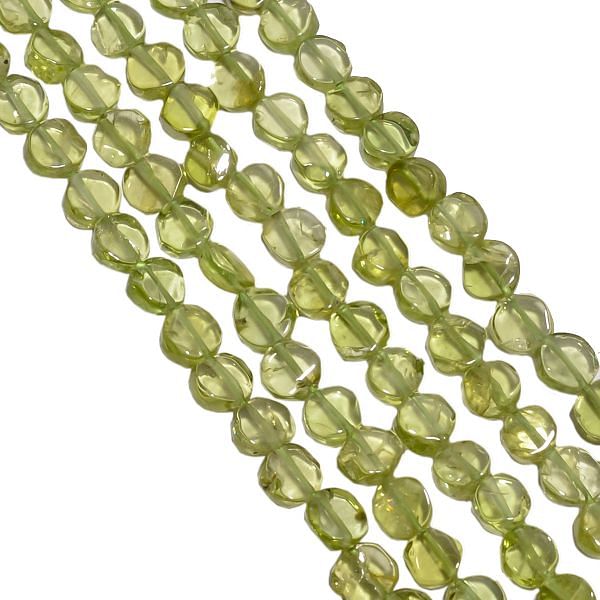 Peridot 4.5-5mm Smooth Coin Beads Strand, Peridot Smooth Coin Beads, Peridot Beads Strand, Peridot Plain Coin Beads