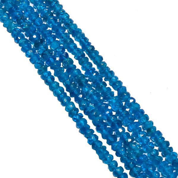 Neon Apatite 3.5-4mm Faceted Roundel Beads Strand, Neon Apatite Faceted Roundel Beads, Neon Apatite Stone