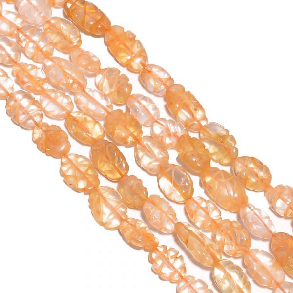 Citrine Carving Oval Shape 10x9-16x8mm Stone Beads