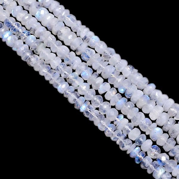 Rainbow Moonstone 7-8mm Faceted Roundel Beads Strand, 7-8mm Faceted Rainbow Moonstone, Rainbow Moonstone