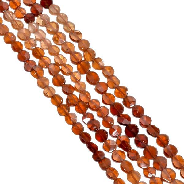 Hessonite Garnet Faceted Stone Beads 5-6 mm With Coin Shape