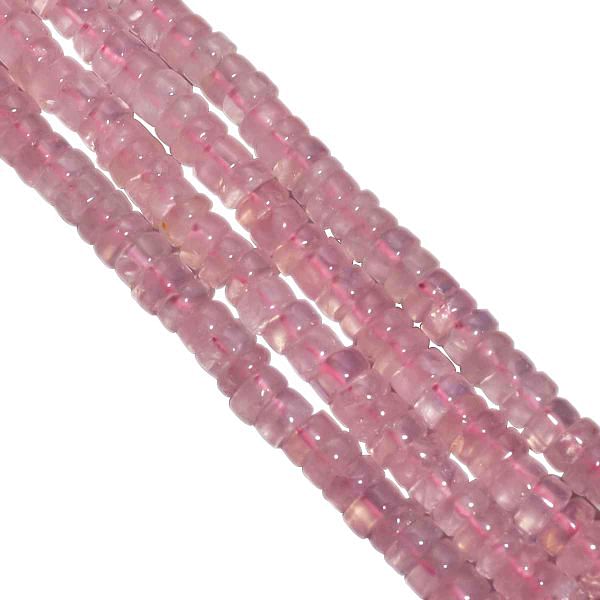 Rose Quartz Smooth Beaded Beads 7-8mm With Wheel Shape