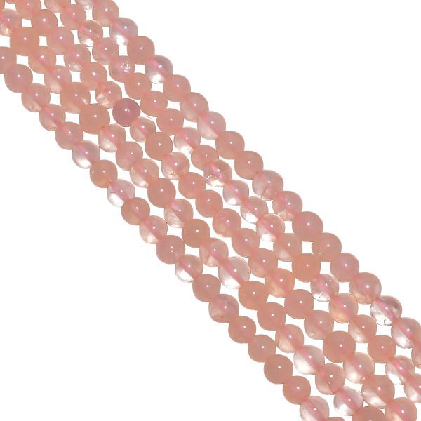 Rose Quartz Plain Beaded Beads in  4.5-6mm  Round Ball Shape 