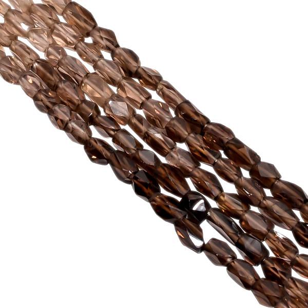 Smoky Quartz 3x8-4x10mm Faceted Cube Beads Strand, Smoky Quartz Faceted Cube Beads, Smoky Quartz Cube Beads Strand
