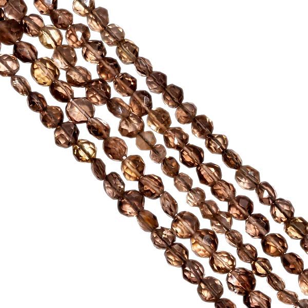 Smoky Quartz 4-9mm Faceted Coin Beads Strand, Smoky Quartz Faceted Coin Beads Strand, Smoky Quartz Beads