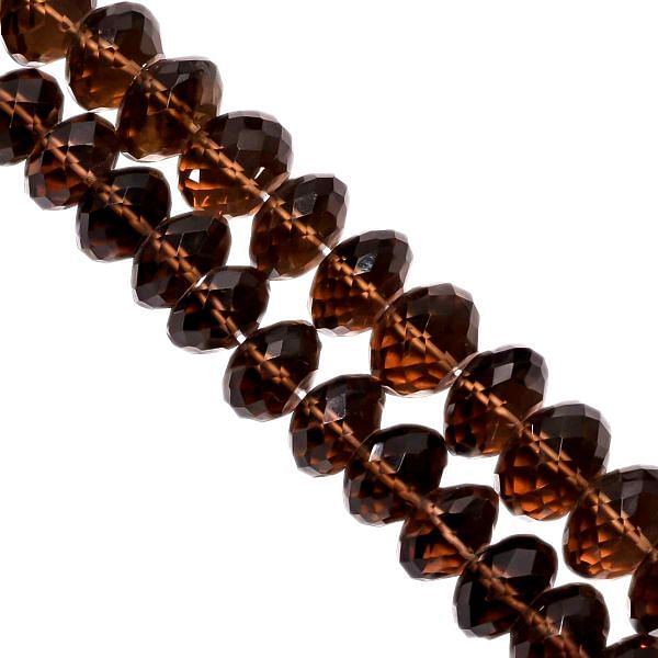 Smoky Quartz 12x18mm Faceted Roundel Beads Strand, Smoky Quartz Faceted Roundel Beads, Smoky Quartz