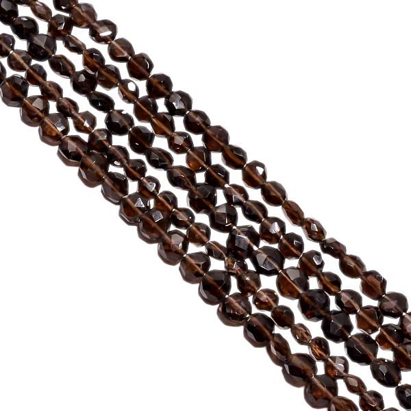 Smoky Quartz 5-7.5mm Faceted Coin Beads Strand, Smoky Quartz Faceted Coin Beads, Smoky Quartz Beads