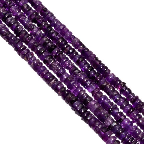 African Amethyst 5-7.5mm Smooth Wheel Beads Strand, Amethyst Plain Wheel Beads, Amethyst Beads Strand