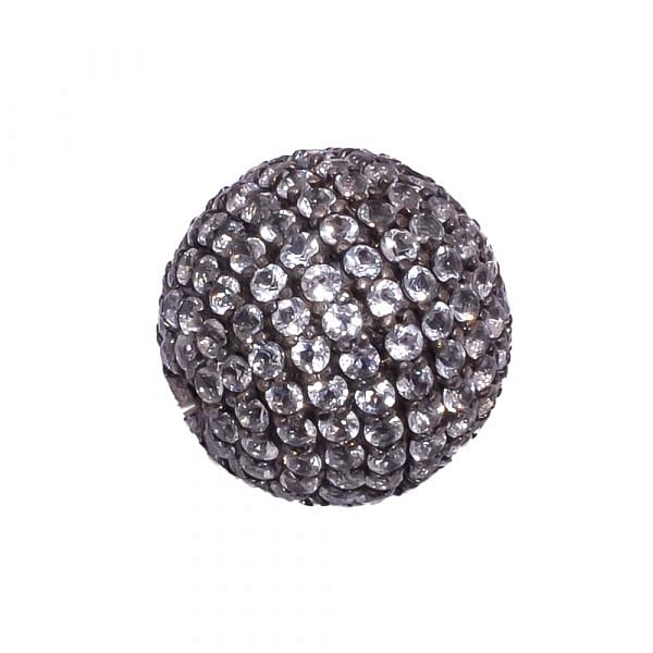 925 Sterling Silver Pave Diamond Beads In Roundel Shape With 19.00 MM Size , F-223