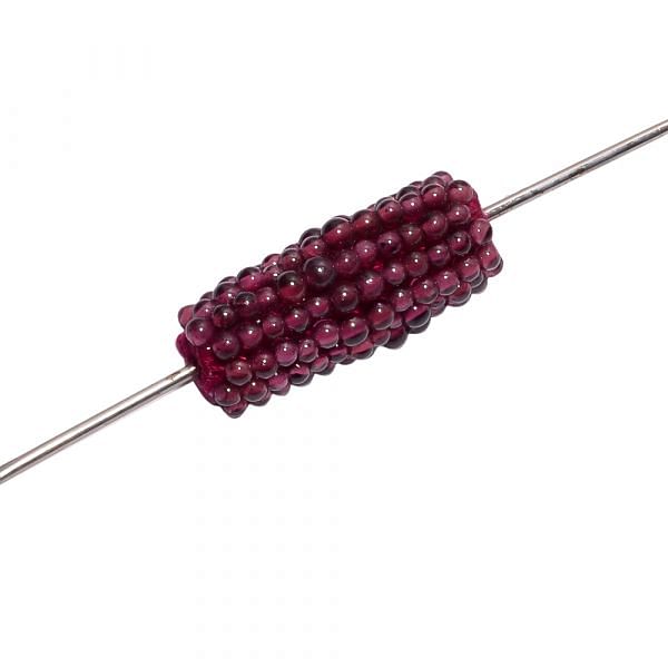 Rhodolite Garnet Beaded Beads - Plain Ball Tube shape Beads(25x10mm)
