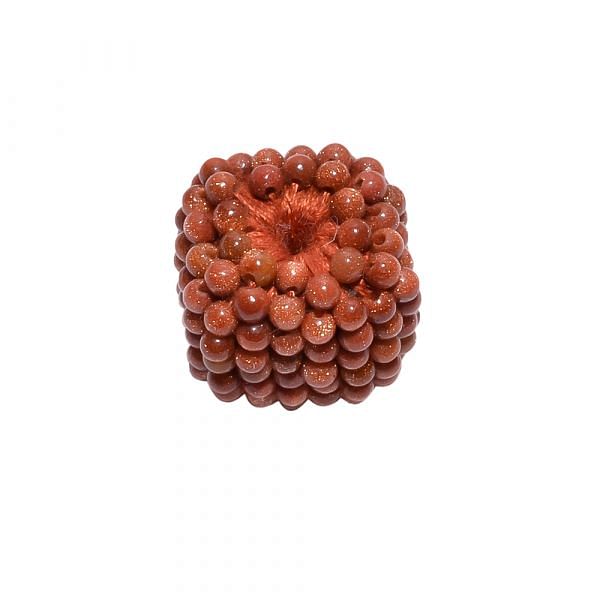 Sun Stone Beaded Beads, Plain Ball Square Shape in 15x15mm (Sold By One Pcs)