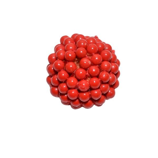 Red Coral Stone Beaded Beads in 15x12mm Plain Ball Roundel Shape 
