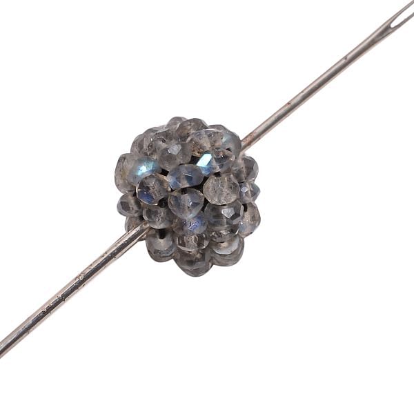 Labradorite Plain and Stone Beaded Beads in 13x15mm Round Shape