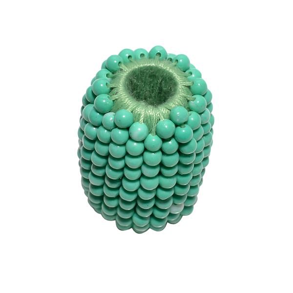 Green Agate Plain Beaded Beads - 20x15mm (Round and Oval Shape)