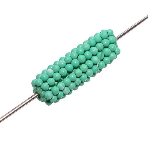 Green Agate Plain Beaded Beads - 26x9mm (Round Tube Shape)