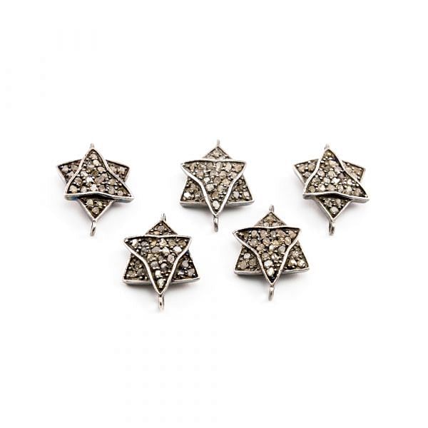 925 Sterling Silver Star Shape Pave Diamond Pendant-  18.00x13.00mm
