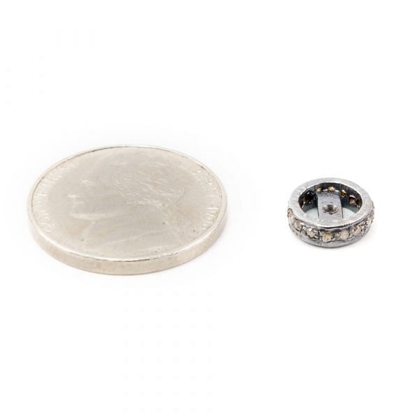 925 Sterling Silver Pave Diamonds Bead, Wheel Shape- 9.00x3.00mm, Black/White Rhodium Plating. Sold By 1 Pcs, F-1166