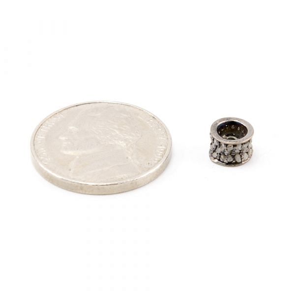 925 Sterling Silver Pave Diamonds Bead, Wheel Shape-6.50x4.50mm, Black  Rhodium Plating. Sold By 1 Pcs, F-1168