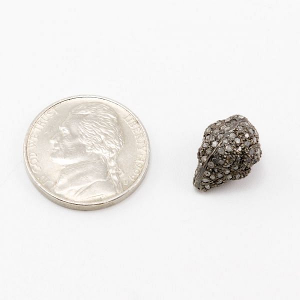 Beautiful 925 Sterling Silver, Cone Shape 13.50x10.50mm,Black Rhodium, Diamond Pave Bead. Sold By 1 Pcs