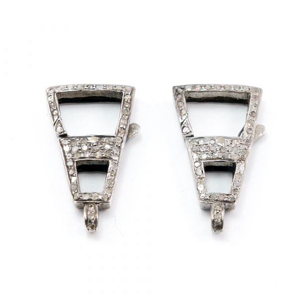925 Sterling Silver Pave Diamond Finding&Claps, Lock Shape-26.00x14.50x6.00mm, Black/White Rhodium Plating. Sold By 1 Pcs, F-1319