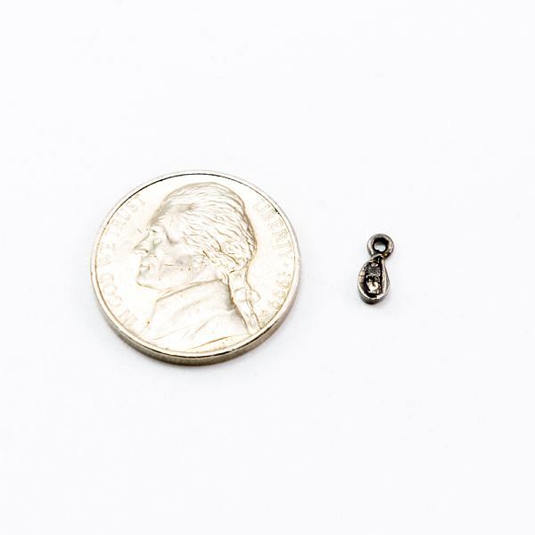 925 Sterling Silver Pave Diamond Charm, Drop  Shape-8.00x3.00mm, Black/White Rhodium Plating. Sold By 1 Pcs, F-1323