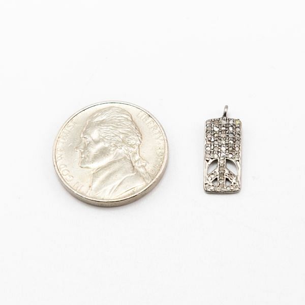 925 Sterling Silver Pave Diamond Pendant, Fancy Shape-17.50x7.00mm, Black Rhodium Plating. Sold By 1 Pcs, F-1350