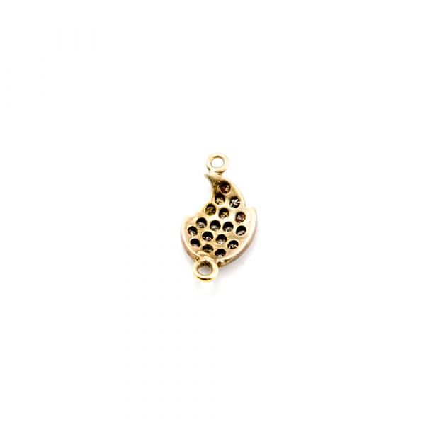 925 Sterling Silver Pave Diamond Connector, Leaf Shape-14.00x7.50mm, Gold &Black Rhodium Plating. Sold By 1 Pcs, F-1355