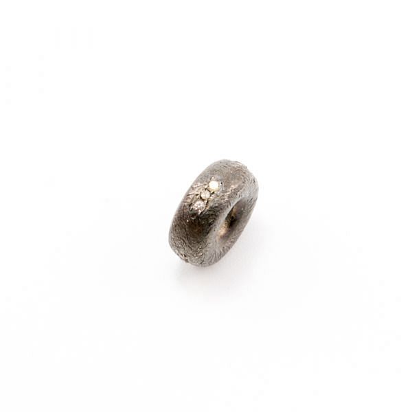 925 Sterling Silver Pave Diamond Bead, Wheel Shape-12.00x5.00mm, Black Rhodium Plating. Sold By 1 Pcs, F-1366