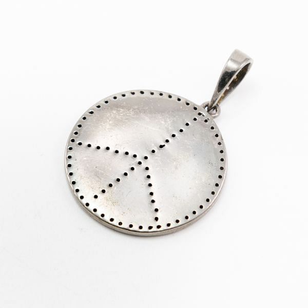 925 Sterling Silver Pave Diamond Pendant With Enamel, Round Shape-25.00x27.00mm, White Rhodium Plating. Sold By 1 Pcs, F-1368