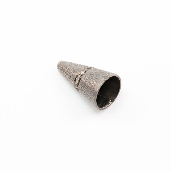 925 Sterling Silver Pave Diamond Bead, Cone Shape-18.0x10.50mm, Black Rhodium Plating. Sold By 1 Pcs, F-1377