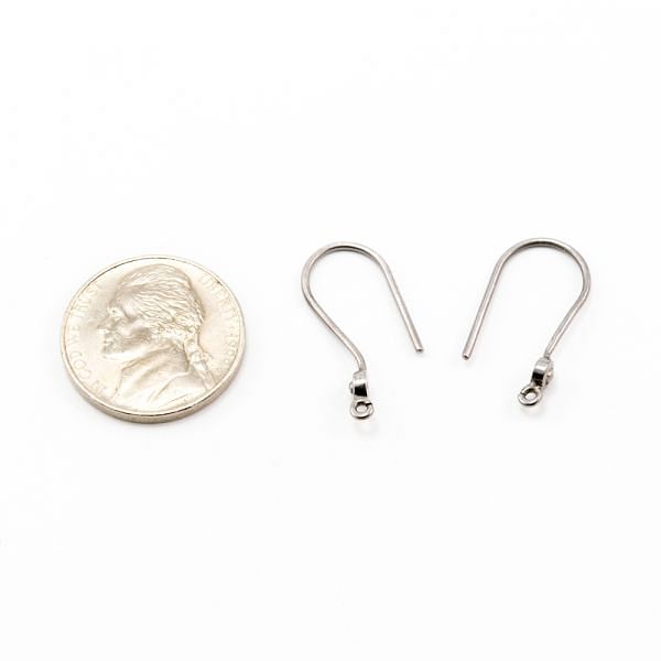 925 Sterling Silver Hanmade 24x10.50mm Earring Hook Shape, Black Rhodium. Sold By 1 Prs. F-1398