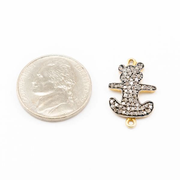  925 Sterling Silver Pave Diamond Pendant, Cat Shape-22.50x14.00mm, Gold &Black Rhodium Plating. Sold By 1 Pcs, F-1401