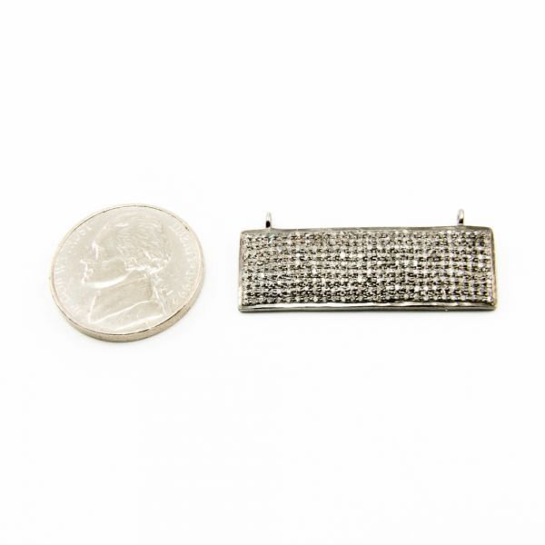 925 Sterling Silver Pave Diamond Connector, Rectangle Shape-34.00x12.00mm, Black Rhodium Plating. Sold By 1 Pcs, F-2187