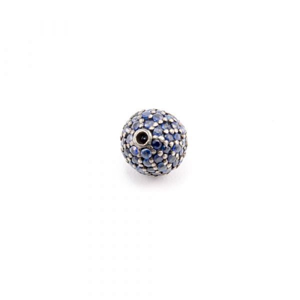 925 Sterling Silver Pave Diamond Bead With Bear Shape Natural Multi Sapphire Stone.