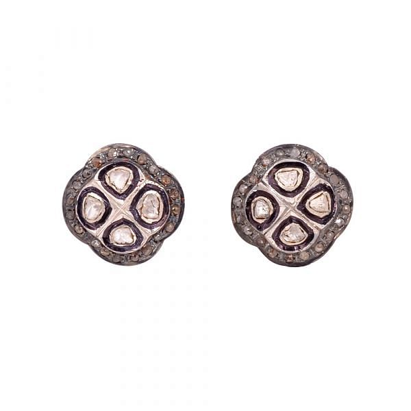 925 Sterling Silver Diamond Earring ,  Victorian Jewelry   - J-2030