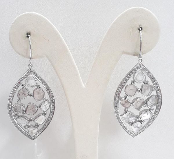  925 Sterling Silver Diamond Earring In White Rhodium -  J-2115
