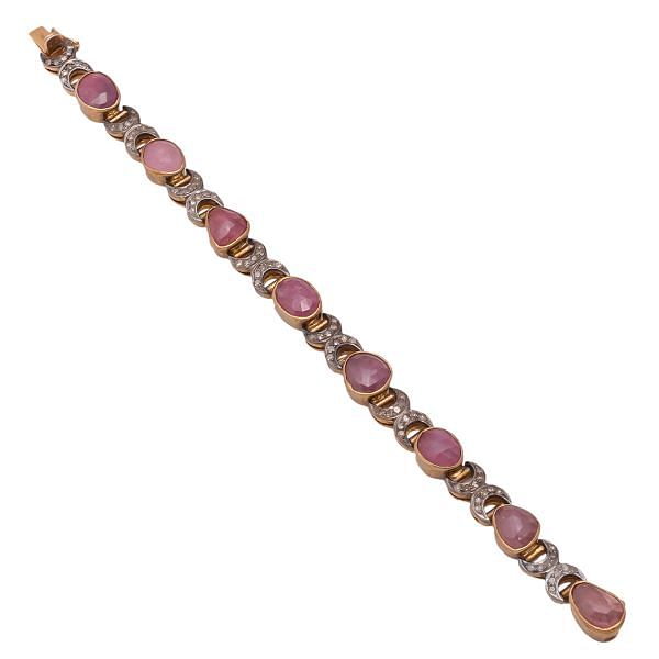 Victorian Jewelry, Silver Diamond Bracelet With Rose Cut Diamond And Multi Sapphire In 925 Sterling Silver Gold Plating