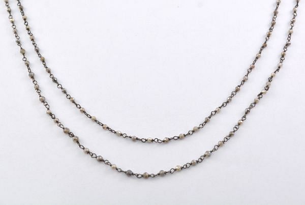 Amazing Gold Sterling Silver Rosary Chain With Labradorite Coated,Sold By Foot - 2mm Size