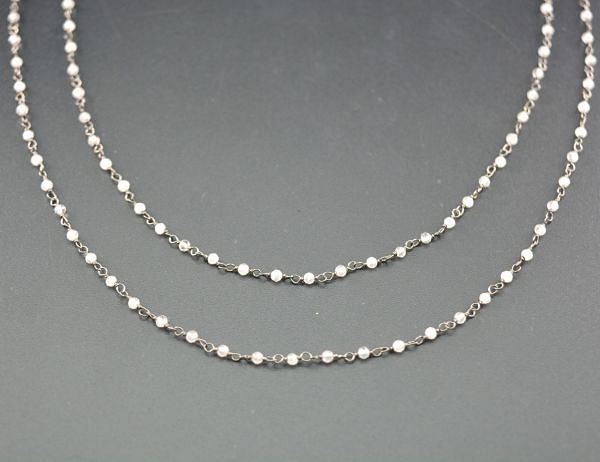  925 Sterling Silver Handmade Rosary Chain in Round Ball Shape - 2mm, Sold By Foot, ROS2-5120