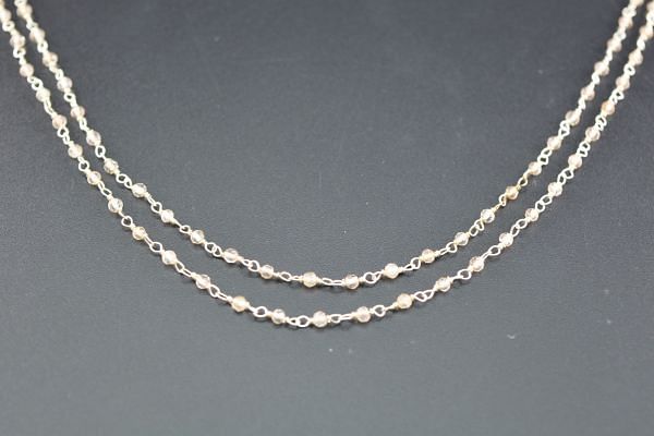
Amazing 925 Sterling Silver Gold Rosary Chain With Orange Quartz - Sold By Foot, ROS2-5139
