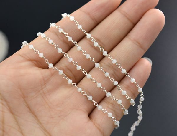 Beautiful 925 Sterling Silver Gold  Rosary Chain - Chalcedony Coated(2mm),Sold By Foot, ROS2-5142 