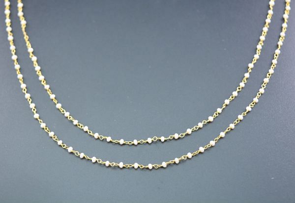Beautiful 925 Sterling Silver Gold  Rosary Chain - Chalcedony Coated(2mm),Sold By Foot, ROS2-5142 