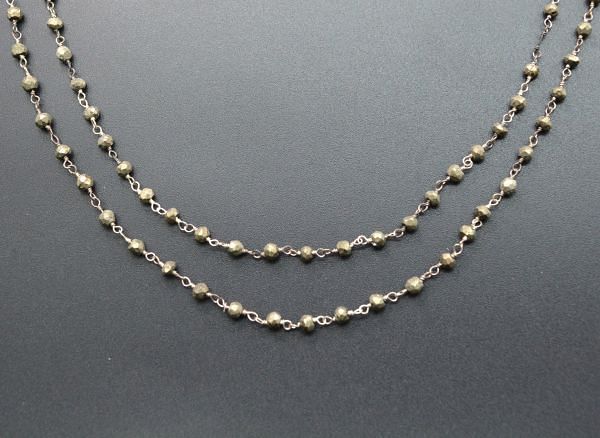 Gorgeous 925 Gold  Sterling Silver Rosary Chain in Roundel Shape - 2mm,Sold By Foot, ROS2-5234 