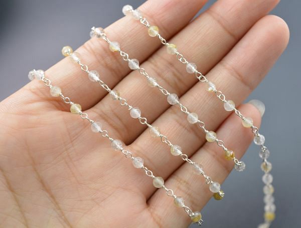 Handmade 925 Sterling Silver Round Ball Shape Rosary Chain in 3mm Size ,Sold By Foot, ROS2-5296