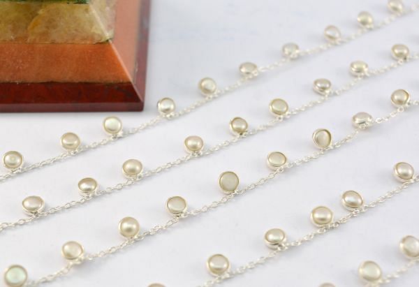 Gorgeous 925 Sterling Silver Gold Chain With Pearl in 4mm - ROS2-6413