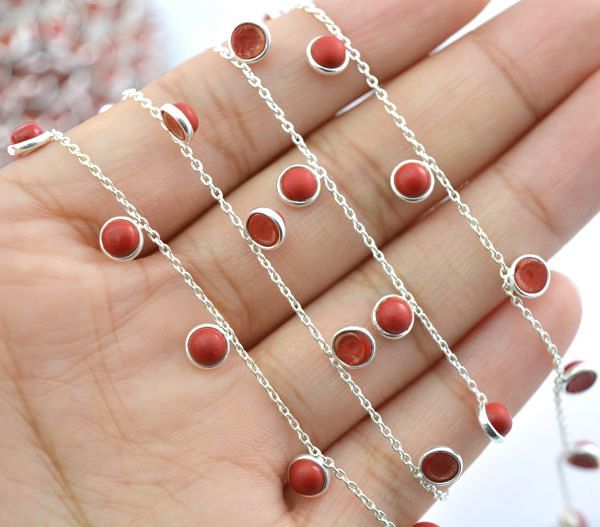 925 Sterling Silver Gold Coral Chain in 4mm Size - ROS2-6415 