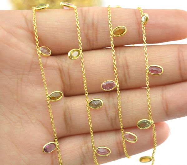 Lovely 925 Sterling Silver Gold Chain in Oval Shape - 6.00x4.00 mm, ROS2-6419  