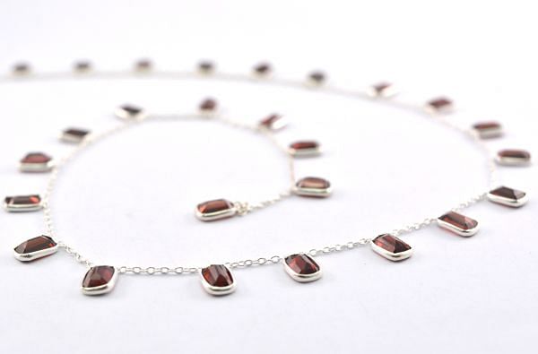 925 Sterling Silver Gold Chain With Garnet -6.00x4.00 mm, ROS2-6443 